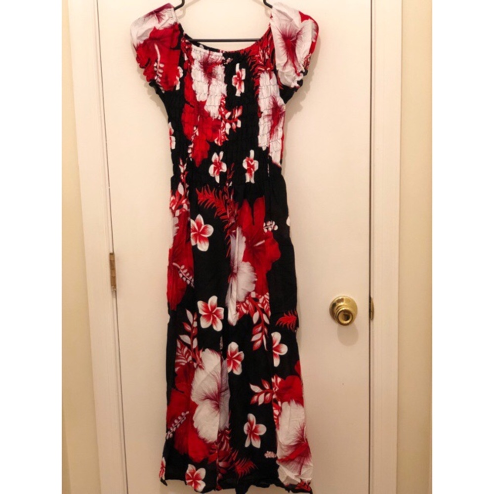 Red floral dress